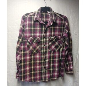 Dakota Flannel Shirt Mens Large Maroon Plaid Outdoor Camping Western Mountains